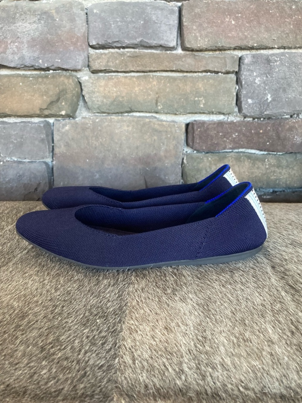 Rothy’s The Square Navy Ballet Flat Slip On Loafer - Picture 2 of 12